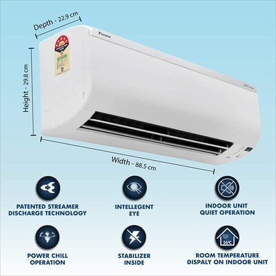 Daikin 1.8Ton 5 Star Anti Pollution Inverter Split AC (Copper,PM 0.1 Filer, JTKJ60TV16U, White)