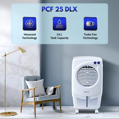 Bajaj PCF 25 DLX 24L Personal Air Cooler with Honeycomb Pads, Turbo Fan Technology Bajaj PCF 25 DLX 24L Personal Air Cooler with Honeycomb Pads, Turbo Fan Technology