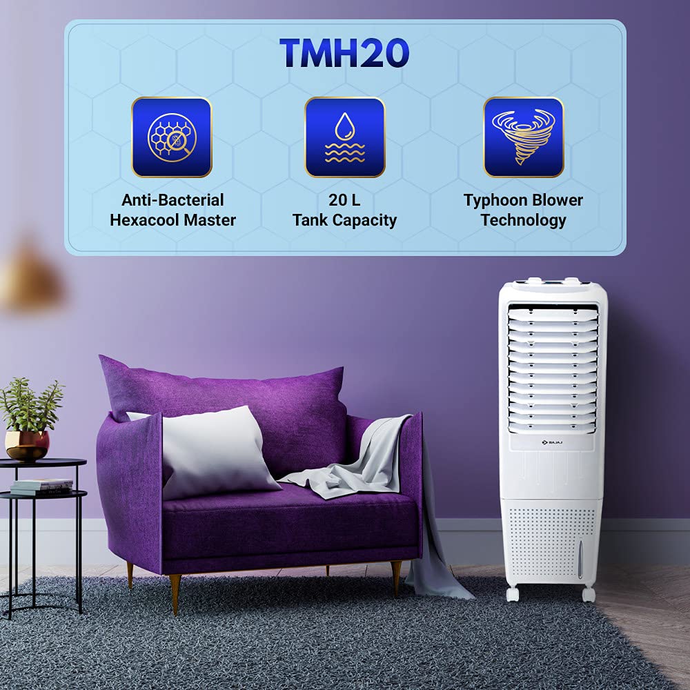 Bajaj TMH20 Tower Air Cooler - 20L, White Bajaj TMH20 Tower Air Cooler - 20L, White