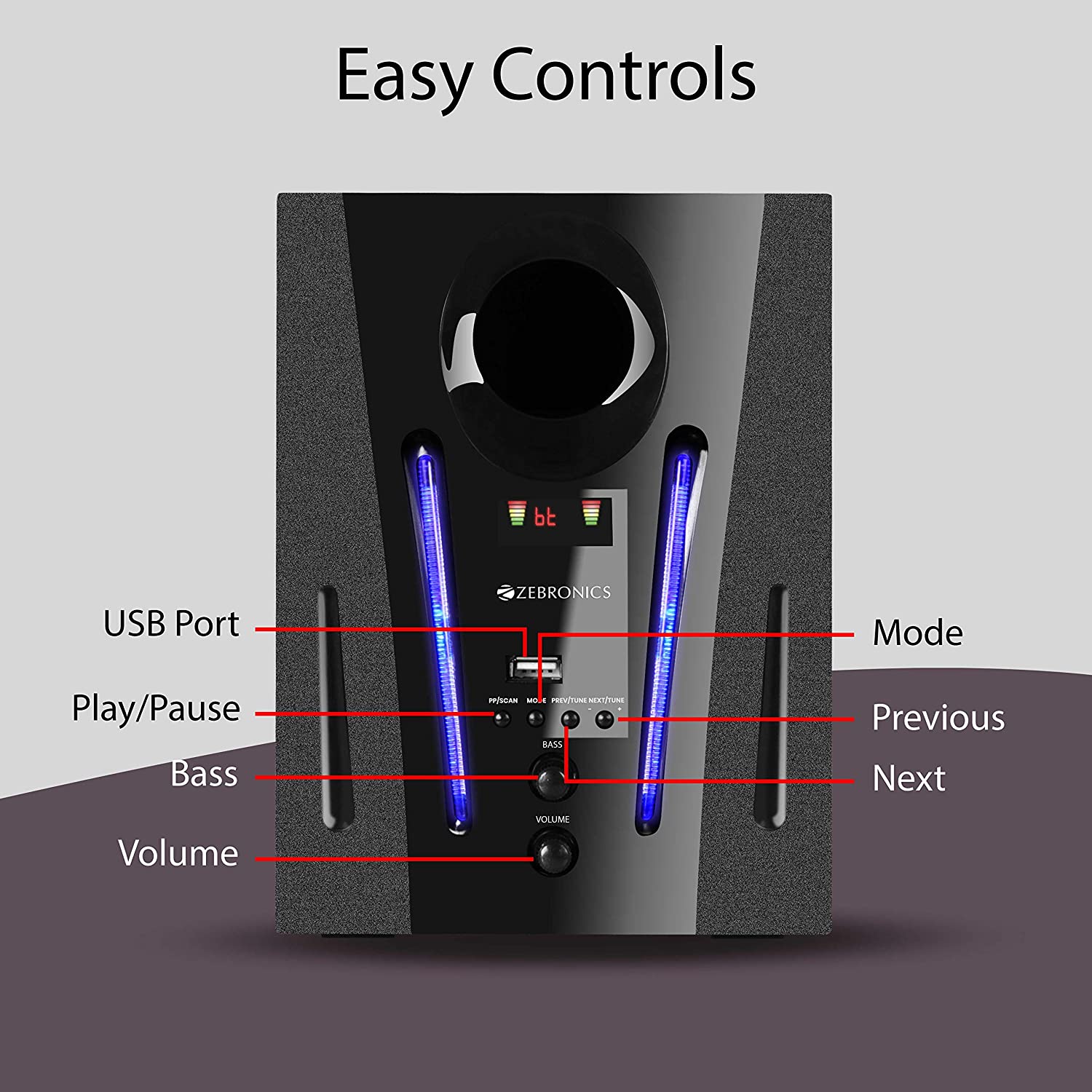 Zebronics ZEB-BT2750RUF Made in India Wireless Bluetooth Multimedia Speaker With Supporting USB Zebronics ZEB-BT2750RUF Made in India Wireless Bluetooth Multimedia Speaker With Supporting USB