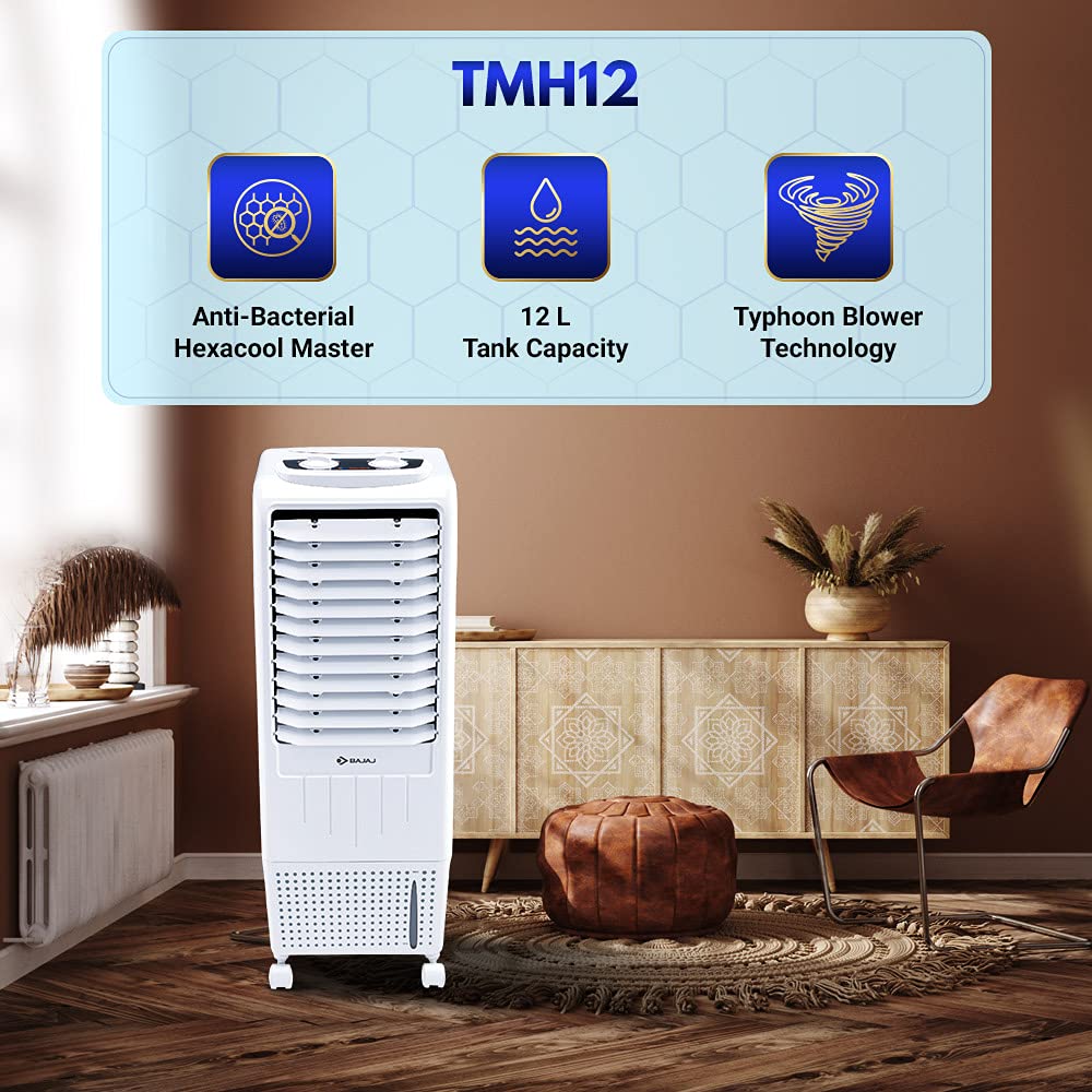 Bajaj TMH12 12-litres Tower Air Cooler (White) - for Small Room