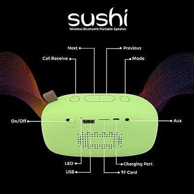 Corseca Sushi DMS2355 10 Watt 2.0 Channel Wireless Bluetooth Portable Speaker Corseca Sushi DMS2355 10 Watt 2.0 Channel Wireless Bluetooth Portable Speaker