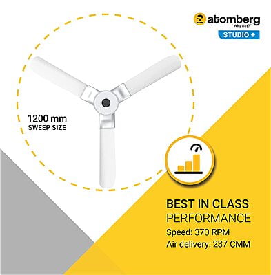 Atomberg Studio+ 1200mm 32W BLDC Motor Energy Saving Ceiling Fan Atomberg Studio+ 1200mm 32W BLDC Motor Energy Saving Ceiling Fan