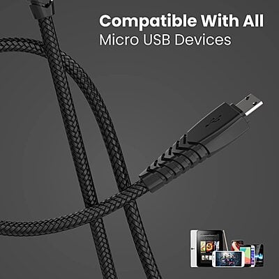 Portronics Konnect B micro !m USB cable- Black POR1233 Portronics Konnect B micro !m USB cable- Black POR1233