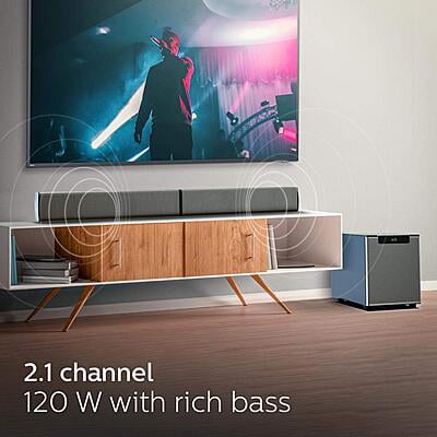 Philips Audio MMS2220B 2.1 Speaker 120W Bluetooth Convertible Multimedia Sound bar/Speaker