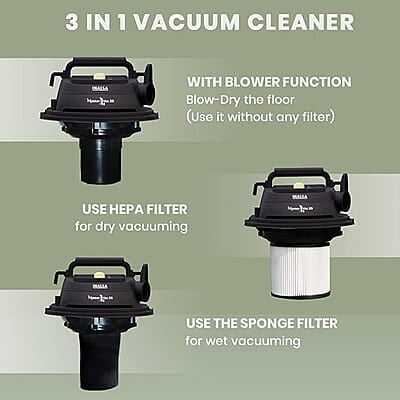 Inalsa Master Vac 25 with 3 in 1 Multifunction Wet/Dry/Blowing| 22KPA Suction Wet & Dry Vacuum Cleaner (Silver/Black) Inalsa Master Vac 25 with 3 in 1 Multifunction Wet/Dry/Blowing| 22KPA Suction Wet & Dry Vacuum Cleaner (Silver/Black)