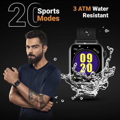Fire-Boltt Supreme 1.79” Borderless LTPS 368*448 UHD PRO Display with 96% Screen to Body Ratio, 3ATM Waterproof , Spo2, Heart Rate and Blood Pressure Smart Watch (1.79" Black)