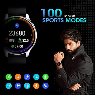 Fire-Boltt INVINCIBLE 1.39" AMOLED 454x454 Bluetooth Calling Smartwatch ALWAYS ON, 100 Sports Modes, 100 Inbuilt Watch Faces & 8GB, Play Music Without Phone on TWS, Spo2 & Heart Tracking