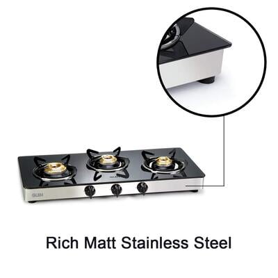 Glen 3 Burner Gas Stove 1033 GT Auto Ignition Brass Burner