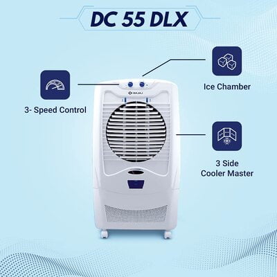 Bajaj DC 55 DLX Desert Air Cooler - 54L, White Bajaj DC 55 DLX Desert Air Cooler - 54L, White