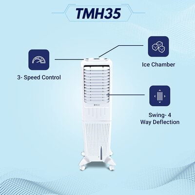 Bajaj TMH35 35-litres Tower Air Cooler (White)- for Medium Room