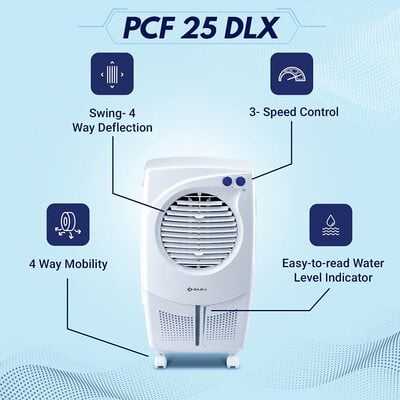 Bajaj PCF 25 DLX 24L Personal Air Cooler with Honeycomb Pads, Turbo Fan Technology Bajaj PCF 25 DLX 24L Personal Air Cooler with Honeycomb Pads, Turbo Fan Technology