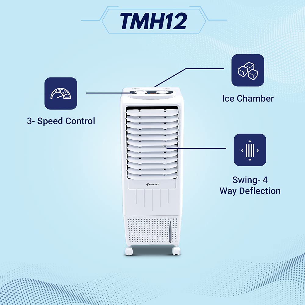 Bajaj TMH12 12-litres Tower Air Cooler (White) - for Small Room