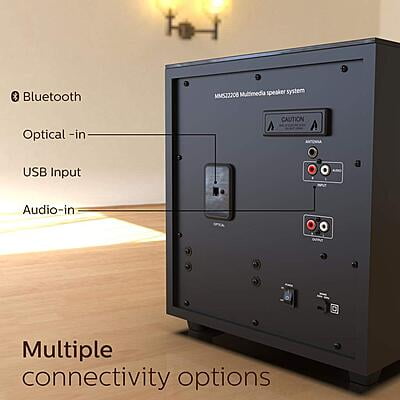 Philips Audio MMS2220B 2.1 Speaker 120W Bluetooth Convertible Multimedia Sound bar/Speaker