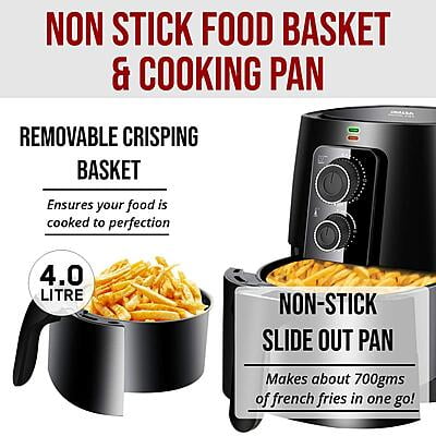 Inalsa Air Fryer 4L Nutri Fry - 1400W with Smart Rapid Air Technology, Timer Selection And Fully Adjustable Temperature Control