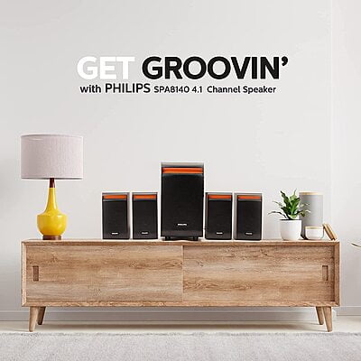 Philips Audio Spa8140B/94 40 W 4.1 Channel Wireless, Usb, Bluetooth Multimedia Speaker System, Black Philips Audio Spa8140B/94 40 W 4.1 Channel Wireless, Usb, Bluetooth Multimedia Speaker System, Black