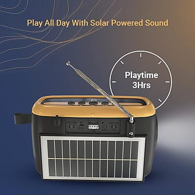 iGear Goldie Radio and Bluetooth Speaker With In -Built Mic For Calling|MP3 Player With USB, TF/SD Card & AUX Ports| 8Hrs Torch Light & Solar Charging|1200 MAh Rechargeable Battery IG 1145 iGear Goldie Radio and Bluetooth Speaker With In -Built Mic For Calling|MP3 Player With USB, TF/SD Card & AUX Ports| 8Hrs Torch Light & Solar Charging|1200 MAh Rechargeable Battery IG 1145