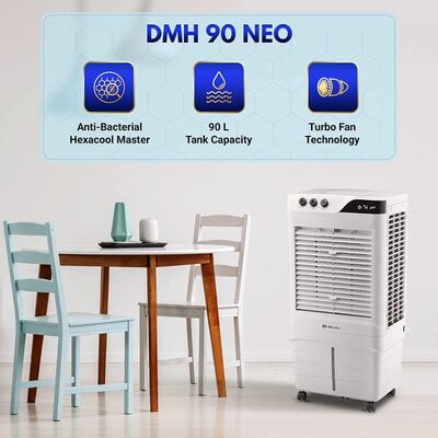 Bajaj DMH 90 Neo 90L Desert Air Cooler with Antibacterial Honeycomb Pads, Turbo Fan Technology, Powerful Air Throw and 3-Speed Control, White