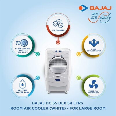 Bajaj DC 55 DLX Desert Air Cooler - 54L, White Bajaj DC 55 DLX Desert Air Cooler - 54L, White