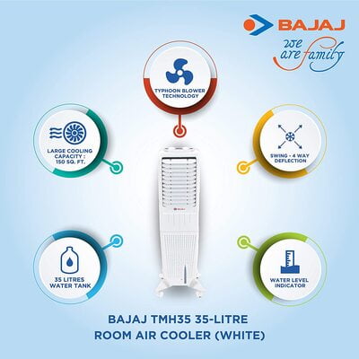 Bajaj TMH35 35-litres Tower Air Cooler (White)- for Medium Room Bajaj TMH35 35-litres Tower Air Cooler (White)- for Medium Room