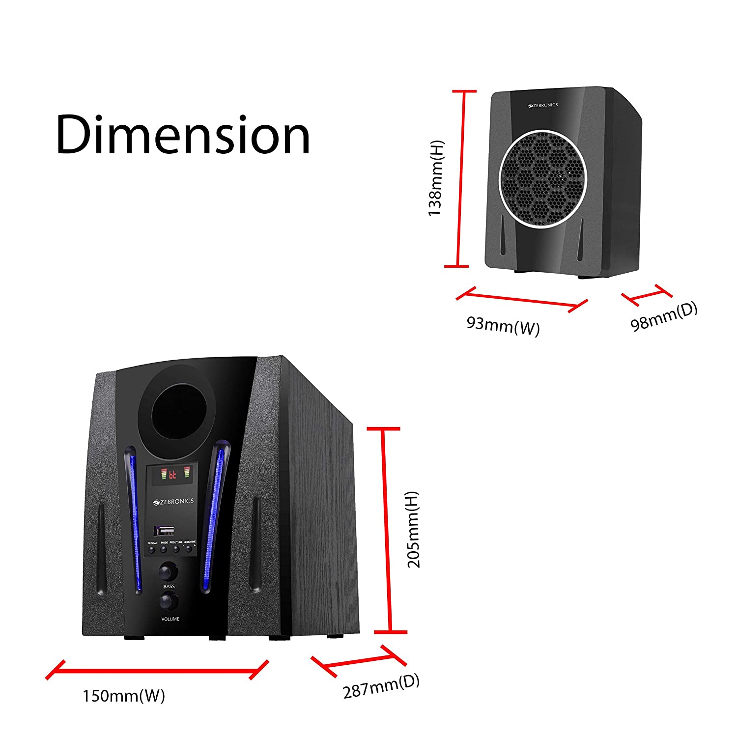 Zebronics ZEB-BT2750RUF Made in India Wireless Bluetooth Multimedia Speaker With Supporting USB Zebronics ZEB-BT2750RUF Made in India Wireless Bluetooth Multimedia Speaker With Supporting USB
