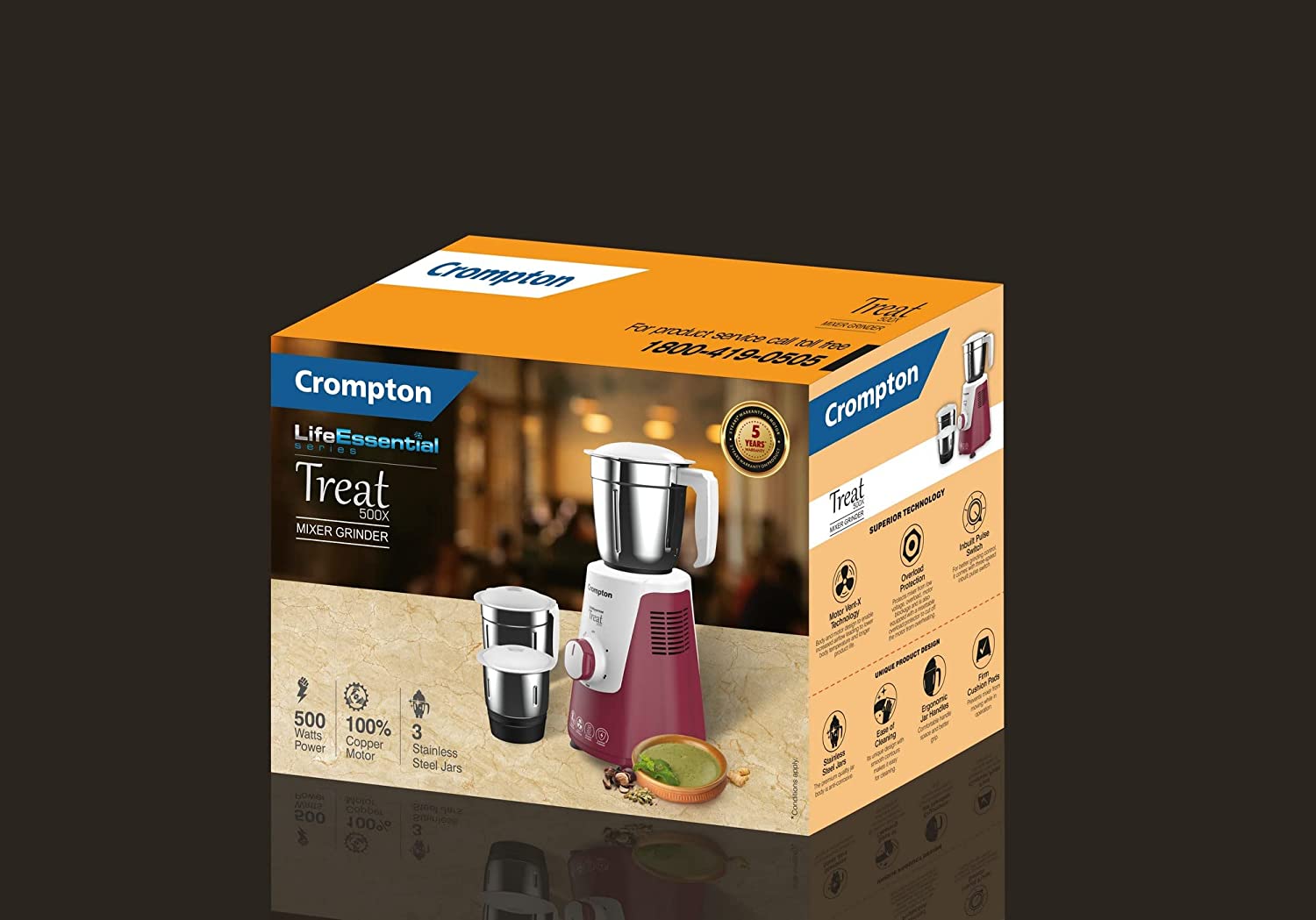 CROMPTON TREAT 500X 500W, 3 JARS MIXER GRINDER CROMPTON TREAT 500X 500W, 3 JARS MIXER GRINDER