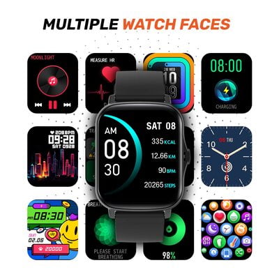 Fire-Boltt Beast SpO2 1.69” Industry’s Largest Display Size Full Touch Smart Watch with Blood Oxygen Monitoring, Heart Rate Monitor, Multiple Watch Faces & Long Battery Life