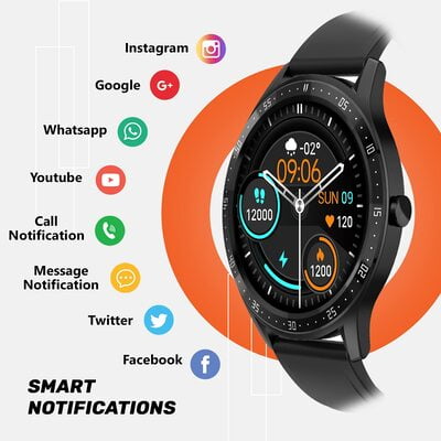 Fire-Boltt 360 SpO2 Full Touch Large Display Round Smart Watch with in-Built Games, 8 Days Battery Life, IP67 Water Resistant with Blood Oxygen and Heart Rate Monitoring BSW003