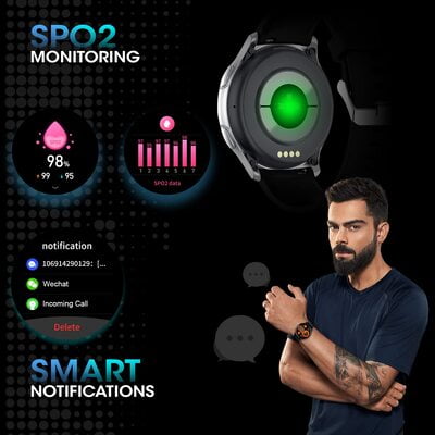 Fire-Boltt INVINCIBLE 1.39" AMOLED 454x454 Bluetooth Calling Smartwatch ALWAYS ON, 100 Sports Modes, 100 Inbuilt Watch Faces & 8GB, Play Music Without Phone on TWS, Spo2 & Heart Tracking