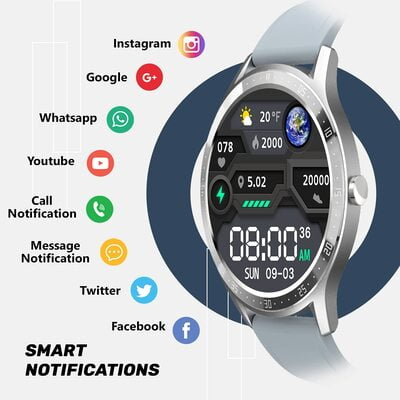 Fire-Boltt 360 SpO2 Full Touch Large Display Round Smart Watch with in-Built Games, 8 Days Battery Life, IP67 Water Resistant with Blood Oxygen and Heart Rate Monitoring BSW003