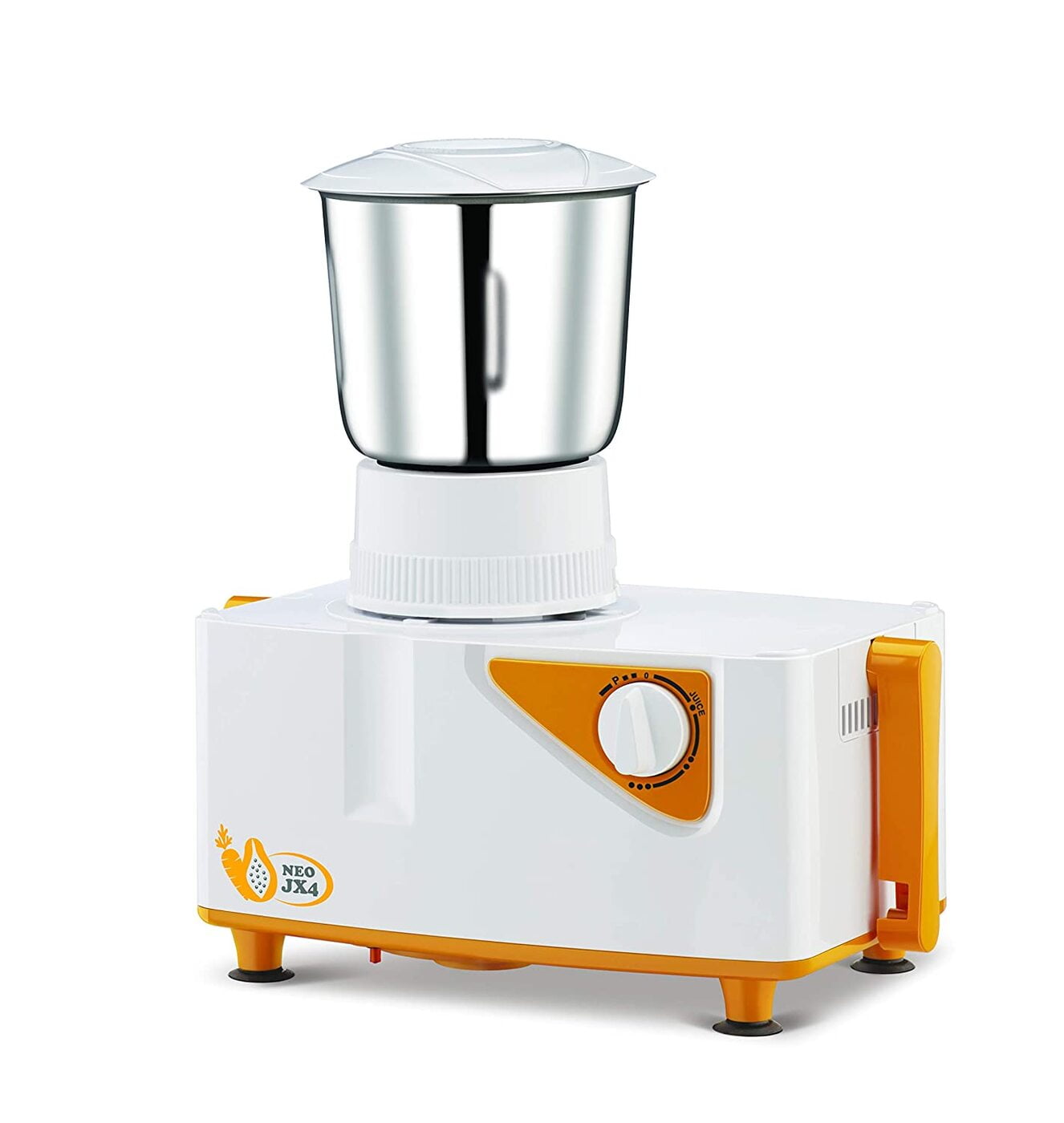 Bajaj Neo JX4 450Watt Juicer Mixer Grinder with 2 Jars (White/Orange)