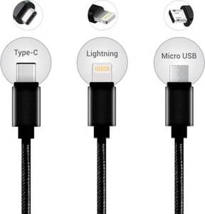 PORTRONICS KONNECT 3 IN 1 PLUS USB CABLE BLACK POR104