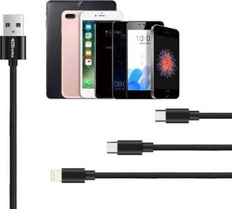 PORTRONICS KONNECT 3 IN 1 PLUS USB CABLE BLACK POR104