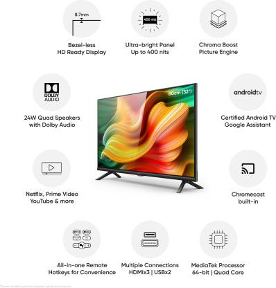 Realme 80cm (32 Inch) Full HD LED Smart Android TV Realme 80cm (32 Inch) Full HD LED Smart Android TV