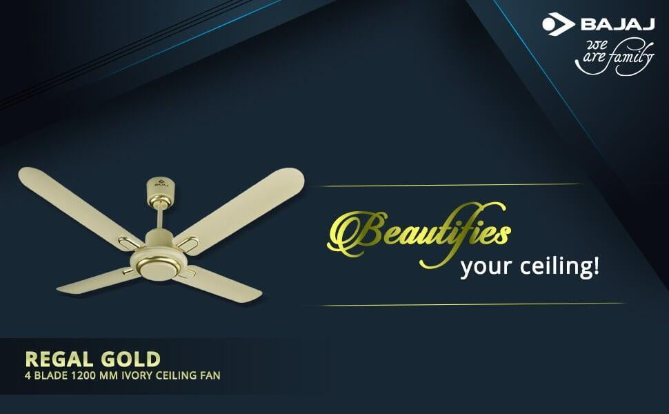 Bajaj Regal Gold 4 Blade 1200 mm Ceiling Fan On Dillimall.Com