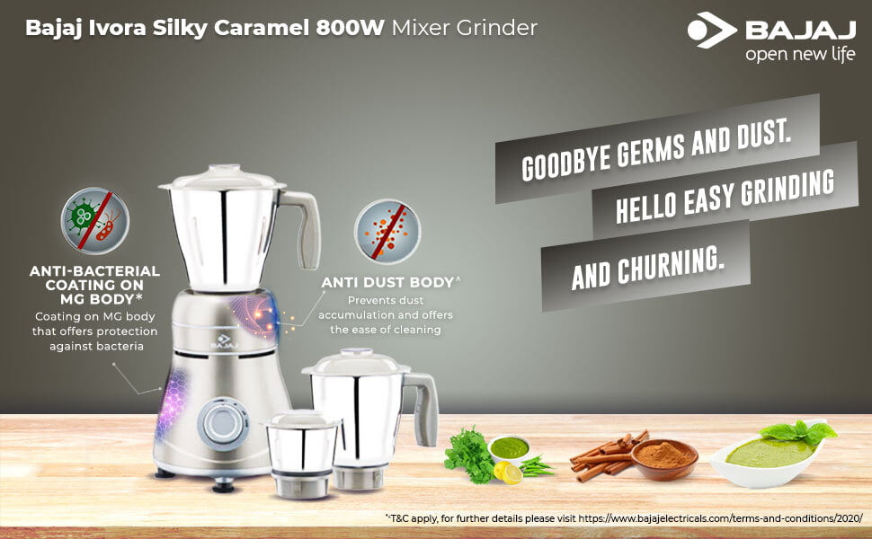 Bajaj Ivora Silky Caramel Mixer Grinder Online On Dillimall.Com
