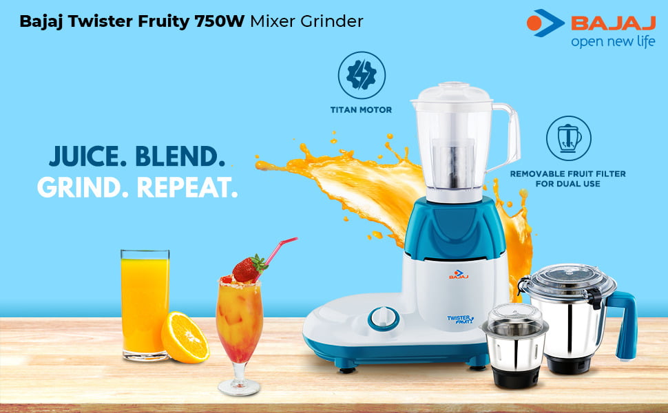 Bajaj Twister Fruity Mixer Grinder On Dillimall.Com