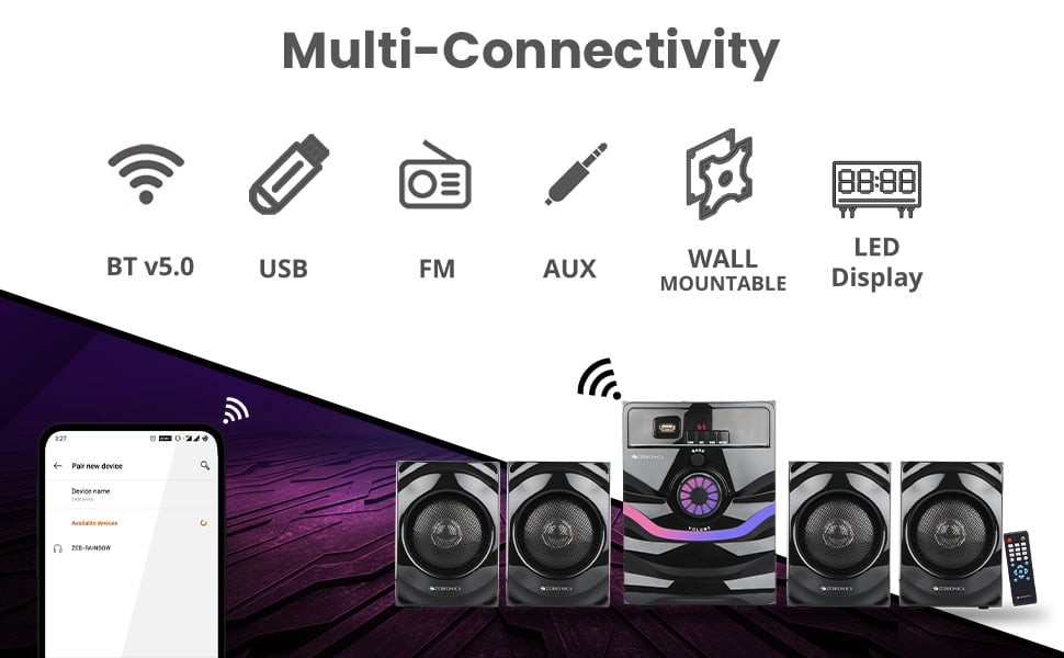 Zebronics Zeb Rainbow 4.1 Channel Multimedia Speaker on Dillimall.Com Zebronics Zeb Rainbow 4.1 Channel Multimedia Speaker on Dillimall.Com