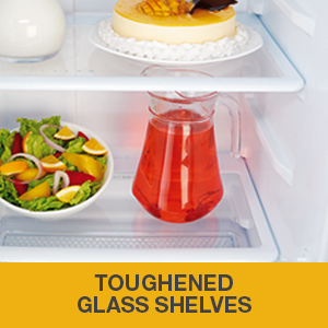 Toughened glass shelves