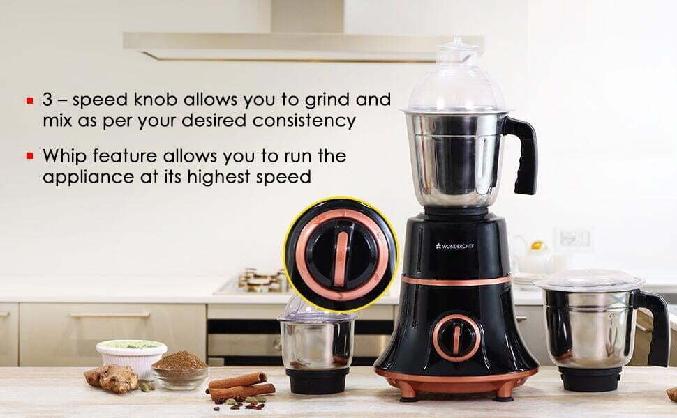 Wonderchef Glory Mixer Grinder, 600 W 3 speed knob