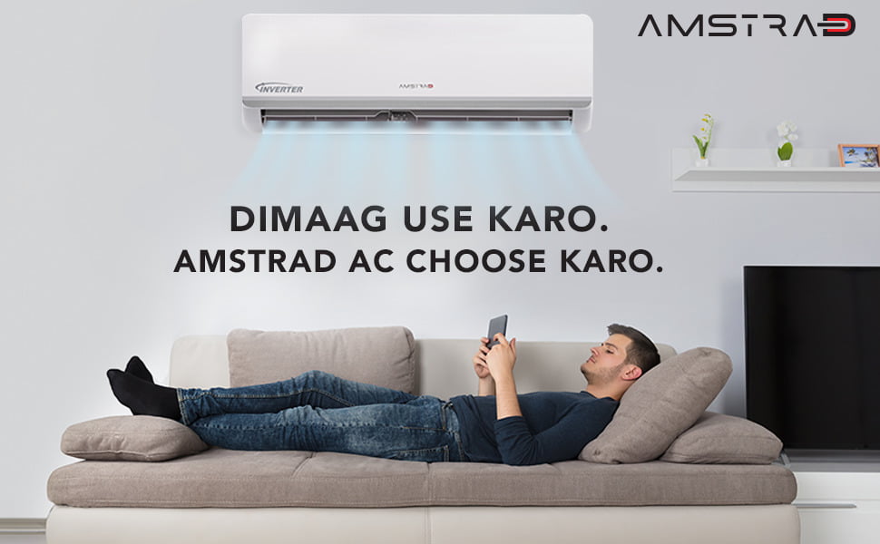 Amstrad 1 Ton 3 Star Inverter Split AC (Copper, AM13PI3, White) dimaag use karo