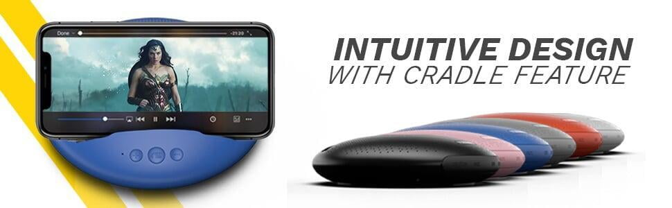 Corseca MuDisc 5W Portable Wireless Bluetooth Deep Bass Stereo Speaker intuitive design with cradle feature