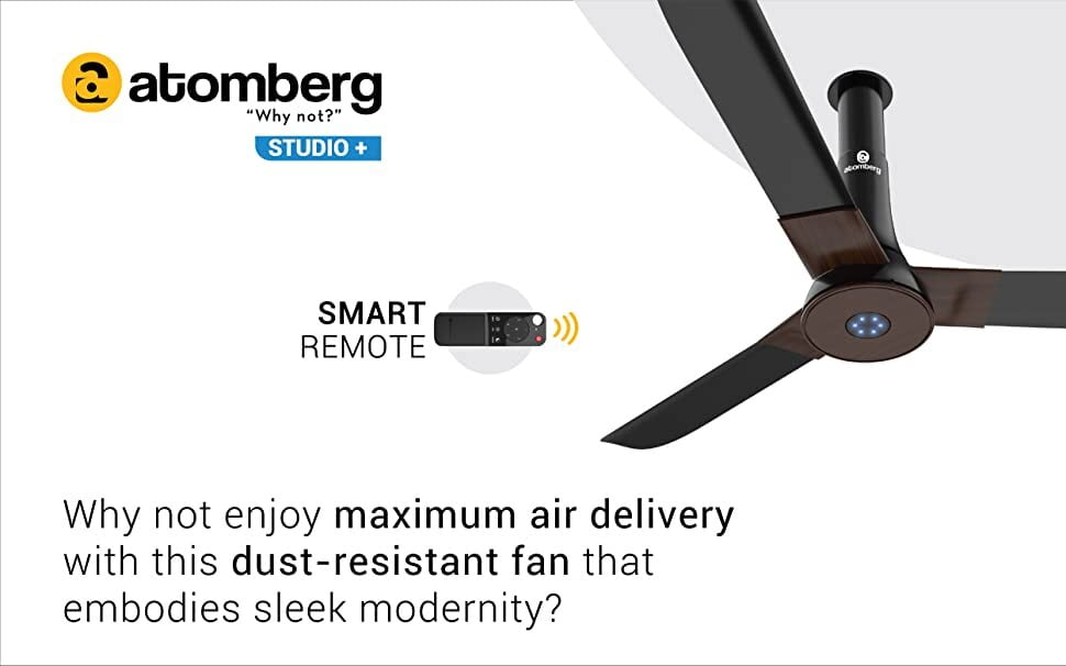 Atomberg Studio+ 1200mm 32W BLDC Motor Energy Saving Ceiling Fan maximum air delivery