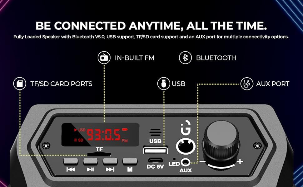 iGear Dynamo 16 watts Bluetooth Party Speaker be connected anytime