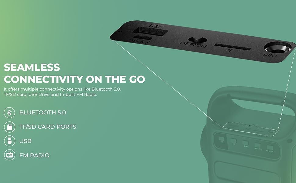 iGear Camo 10 watts Portable Bluetooth Speaker seamless connectivity
