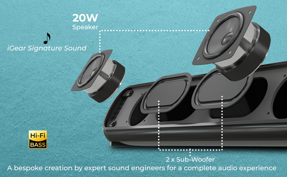 i GEAR immerse soundbar 20 Watts Bluetooth Speaker igear signature sound