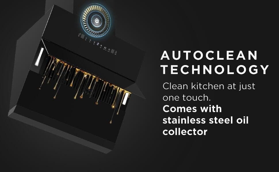 INALSA 60cm 1500 m3/hr Filterless Autoclean Angular Chimney for Kitchen autoclean technology