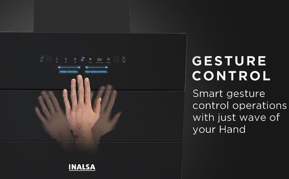 INALSA 60cm 1500 m3/hr Filterless Autoclean Angular Chimney for Kitchen gesture control