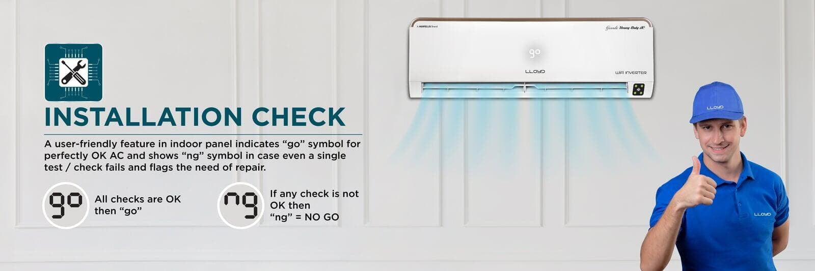 LLYOD SAC 1.5 ton 3 star GLS18I3FWSEW installation check